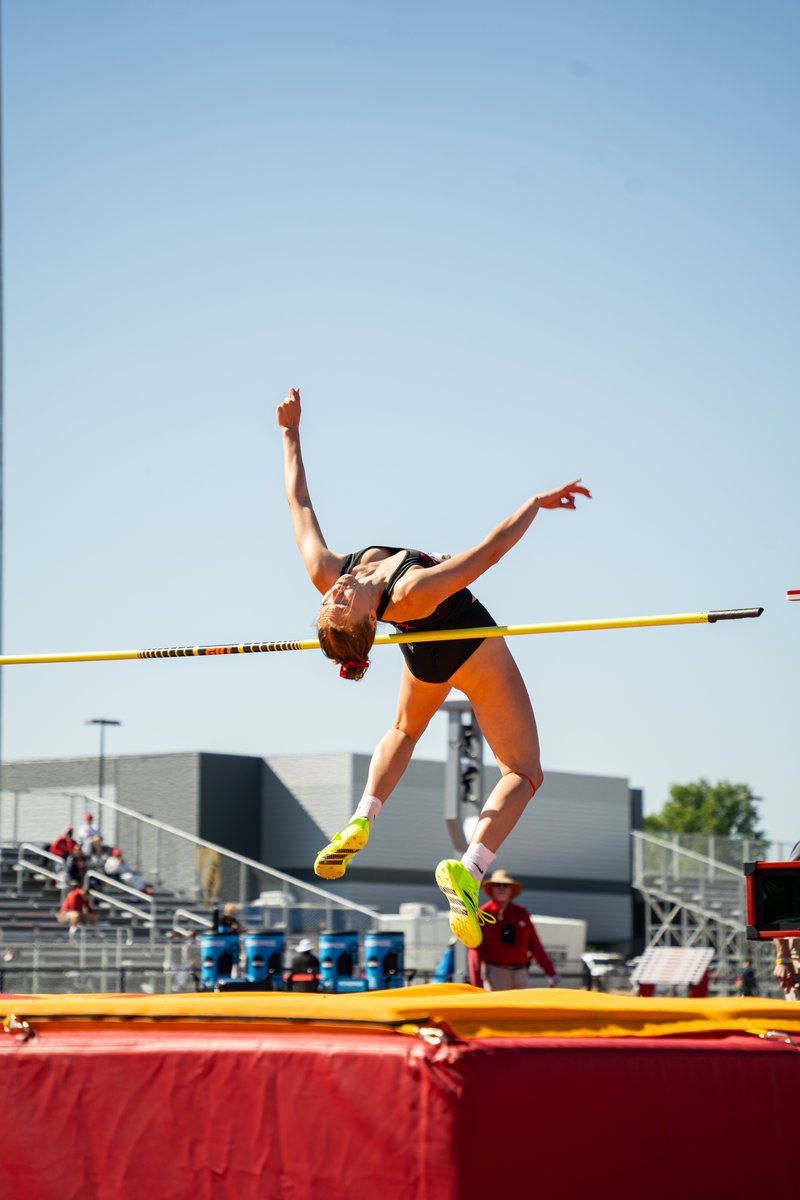 Pittsburg State sophomore Bethany Umbarger clears 5 feet, 8.75 inches to win the high jump Sunday in the MIAA Outdoor Track and Field Championships at the Russ Jewett Outdoor Track and Field Complex.
