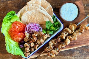 Chicken Souvlaki Skewers With Tzatziki Sauce