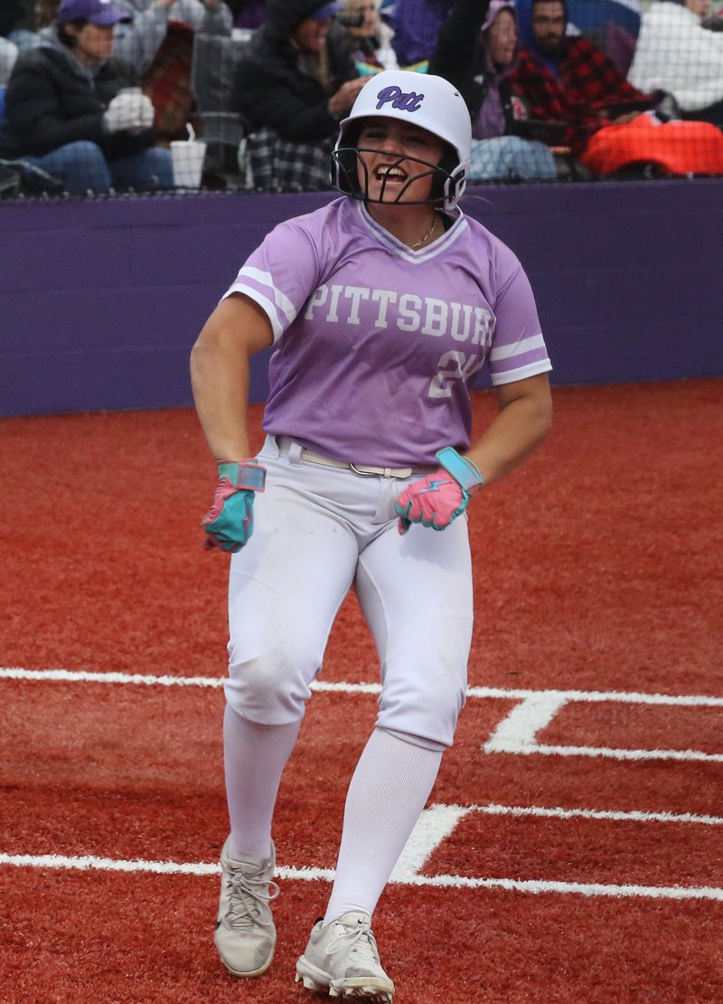 Softball player reacts with emotion